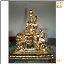 彩繪貼金文殊普賢坐像 彩繪貼金文殊普賢坐像