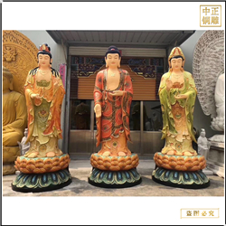 鑄銅西方三圣佛像定制 鑄銅西方三圣佛像定制