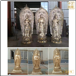 一米二高鑄銅西方三圣佛像廠家 一米二高鑄銅西方三圣佛像廠家