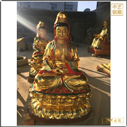 貼金彩繪寺廟觀音菩薩銅像 貼金彩繪寺廟觀音菩薩銅像