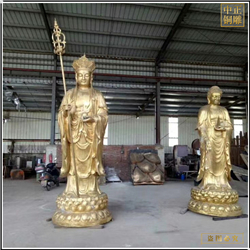 鑄銅貼金地藏王佛像雕塑 鑄銅貼金地藏王佛像雕塑