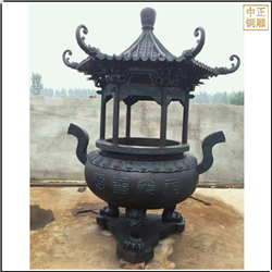 圓形帶蓋銅香爐 圓形帶蓋銅香爐