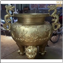 圓形雙龍銅香爐雕塑 圓形雙龍銅香爐雕塑