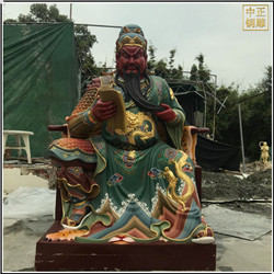 綠衣看書捋胡子彩繪銅關公 綠衣看書捋胡子彩繪銅關公